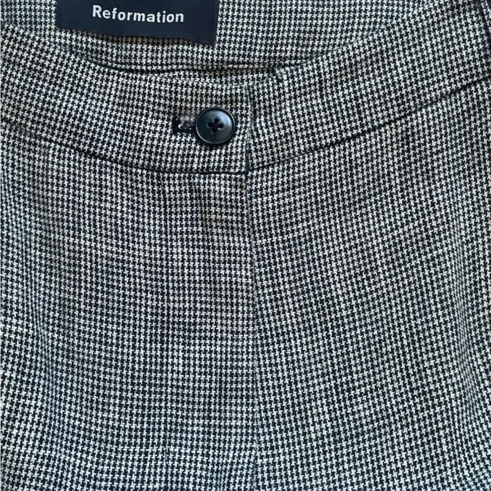 Reformation 100% Linen Wide Leg checkered Pants size 6